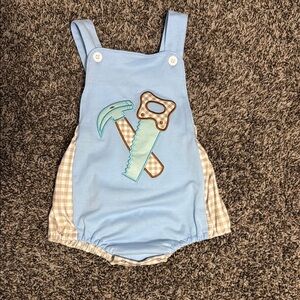Blue Baby Overalls with Tool Design